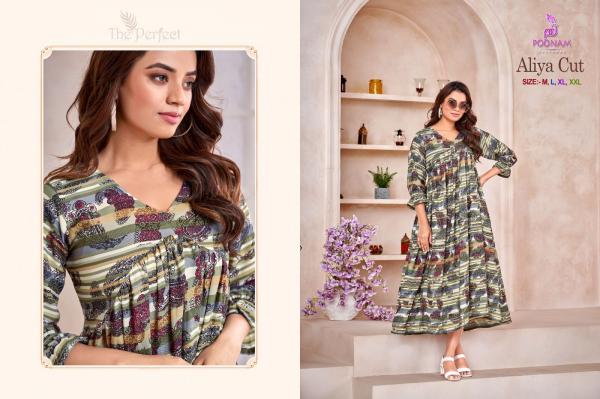 Poonam Aliya Cut Designer Printed Long Kurti Collection